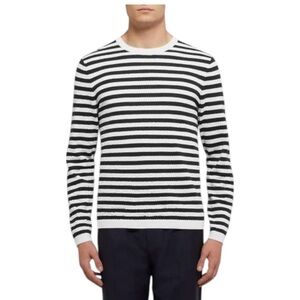 Theory Rildan Breach Sweater Navy Cream Stripe Size Medium